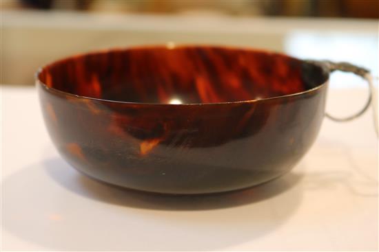 An early 18th century tortoiseshell quaich, English or Scottish, 5in.